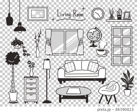Simple living room icon set Simple living room icon set 86390823