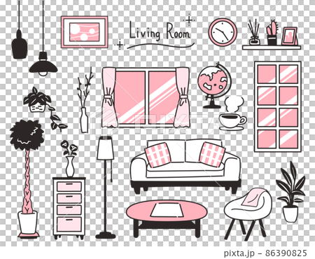 Simple living room icon set Simple living room icon set 86390825