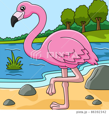 Flamingo Cartoon Vector Colored Illustration 86392342