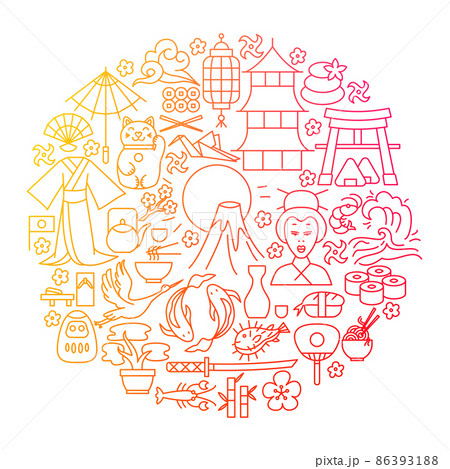 Japan Line Icon Circle Design 86393188