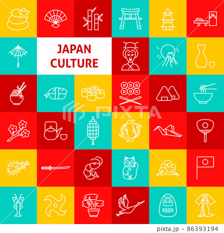 Japan Line Icons 86393194