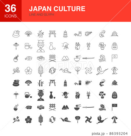 Japan Line Web Glyph Icons 86393204