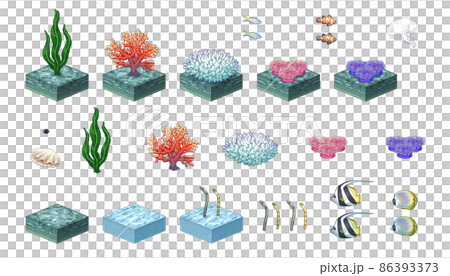 Seabed and sea creature set 86393373