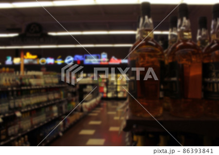 Blur Background Inside Beer, Liquor and Wine Store Blur Background Inside Beer, Liquor and Wine Store 86393841