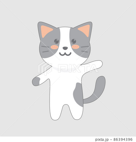 A waving cute cat icon. Cartoon characters art 86394396