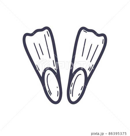 Diving flippers doodle style Diving flippers doodle style 86395375