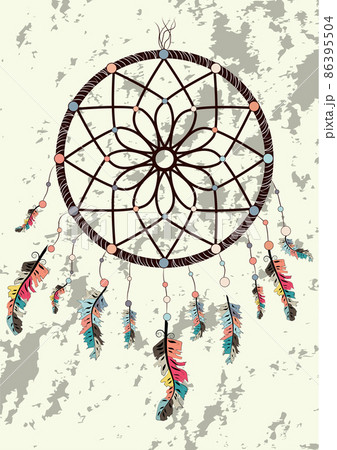 Illustration With Hand Drawn Dream Catcher のイラスト素材