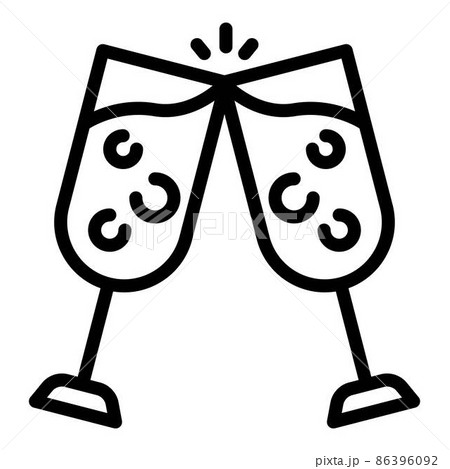 Clink glasses icon, outline style Clink glasses icon, outline style 86396092