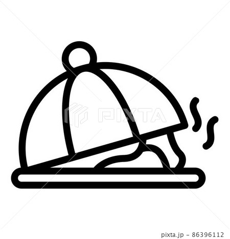 Dish under lid on tray icon, outline style 86396112