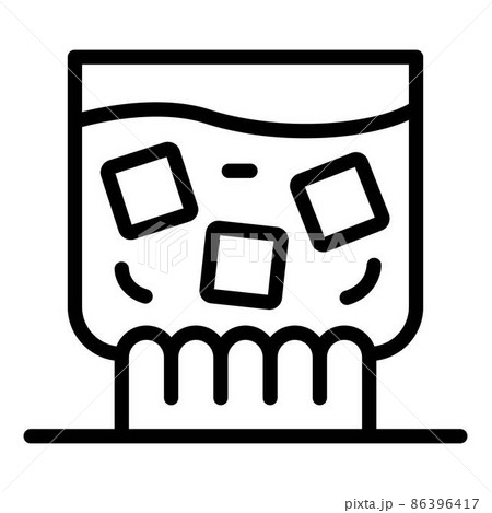 Whiskey with ice in a glass icon, outline style 86396417
