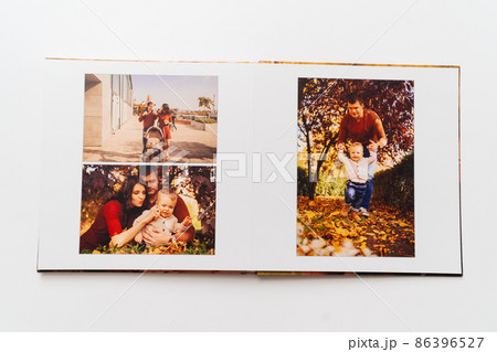 pages of a photobook from a family photo shoot.  86396527