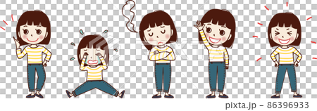A set illustration of a child's pose. A set illustration of a child's pose. 86396933