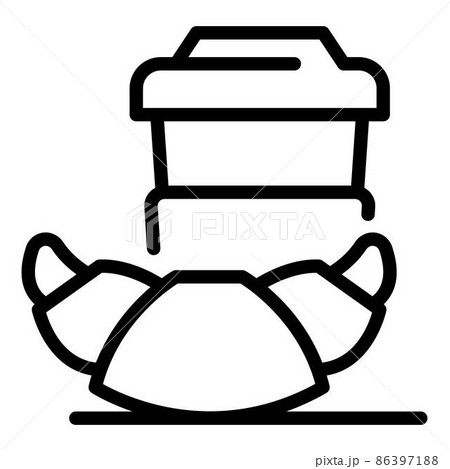 Coffee cup and croissant icon, outline style Coffee cup and croissant icon, outline style 86397188