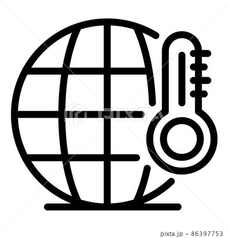 Global warm temperature icon, outline style Global warm temperature icon, outline style 86397753