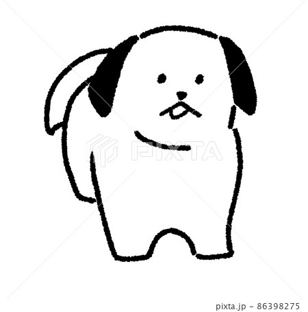 白黒の犬のイラストのイラスト素材