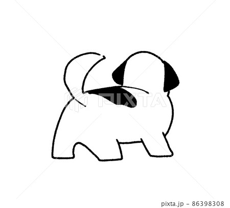 白黒の犬のイラストのイラスト素材