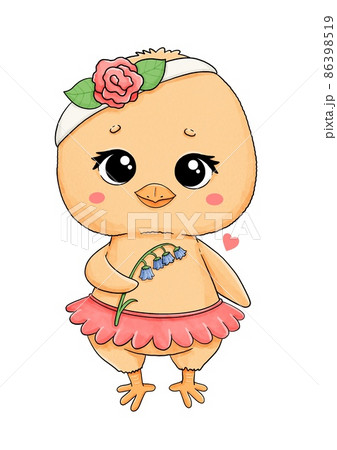 Cute little chick in skirt with flowers 86398519