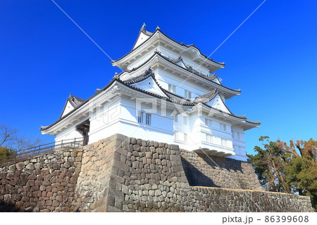【神奈川県】快晴下の小田原城天守閣 86399608