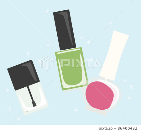 いろいろなマニキュアとトップコートのイラスト素材
