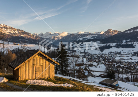 View of the Churfirsten, Neu St. Johann, Toggenburg, Canton of St. Gallen, Switzerland 86401428