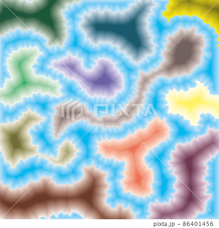 Abstract, pastel colored layers as island shape on blue and layerd baclground pattern. 86401456