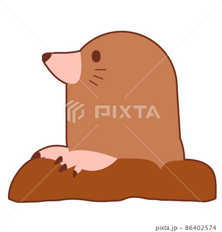 穴から覗く横向きのモグラ 86402574