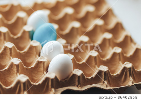 carton cell egg tray white eggs and one colored tray for eggs 86402858