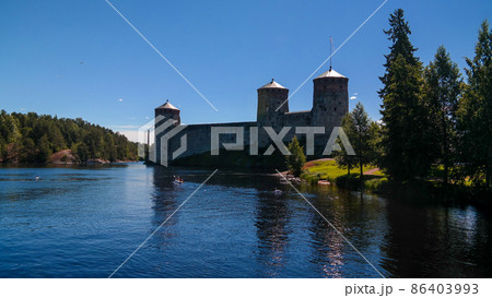 View to Olavinlinna castle, Savonlinna, Finland 86403993