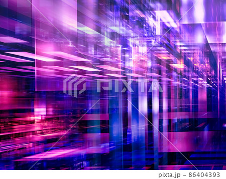 Blue and violel glass blocks with perspective effect - abstract 3d illustration 86404393
