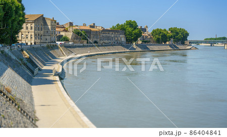 Arles in France with river Rhone Arles in France with river Rhone 86404841