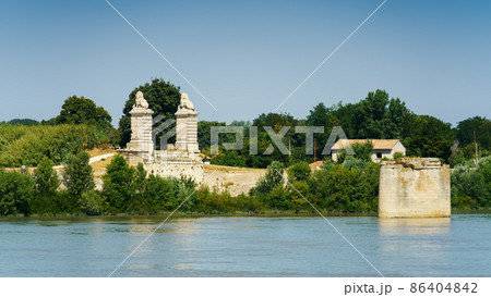 Arles in France with river Rhone Arles in France with river Rhone 86404842