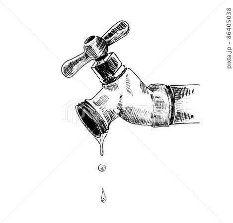 Water Tap Drawing On Ruled Paper HighRes Vector Graphic  Getty Images