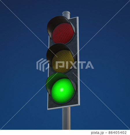 Typical traffic light shows green 86405402