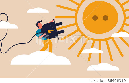 Energy sun electric and creative alternative sunshine. Modern warm technology and solar system vector illustration concept. Renewable sunlight to eco power. Sunny resource and clean generator heat 86406319