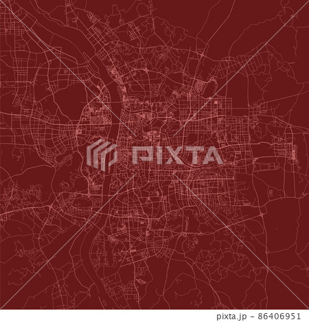Changsha city China municipality province vector map. Red road map, municipality area. Urban skyline panorama for tourism. Changsha city China municipality province vector map. Red road map, municipality area. Urban skyline panorama for tourism. 86406951
