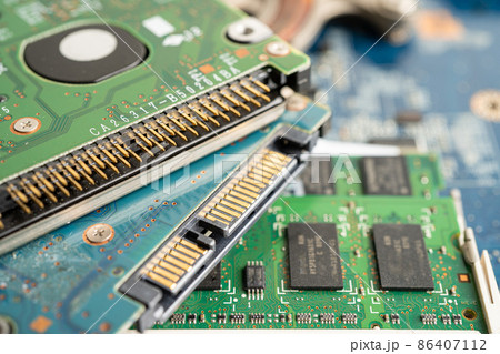 micro circuit main board computer electronic technology, hardware, upgrade, cleaning concept. 86407112