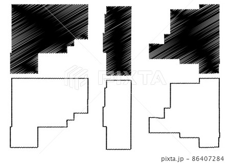 Lincoln, Lea and Guadalupe County, New Mexico (U.S. county, United States of America, USA, U.S., US) map vector illustration, scribble sketch map 86407284