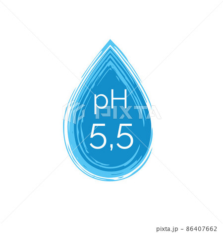 pH 5.5 icon in the form of a drop of water. Dermatology symbol isolated on white background. Flat vector illustration pH 5.5 icon in the form of a drop of water. Dermatology symbol isolated on white background. Flat vector illustration 86407662