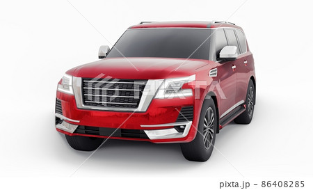 Red Premium Family SUV car isolated on white background. 3d rendering 86408285