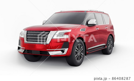 Red Premium Family SUV car isolated on white background. 3d rendering 86408287