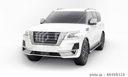 White Premium Family SUV car isolated on white background. 3d rendering 86408329