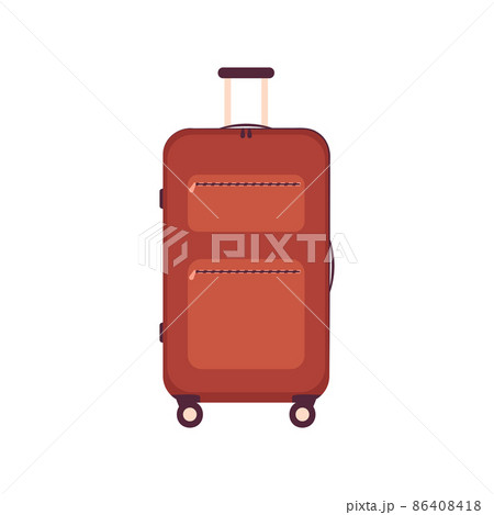 Suitcase for travel, vacation and recreation. Summer item. Bright fashionable bag for holiday. Trunk for a long tour or short trip. Vector flat illustration Suitcase for travel, vacation and recreation. Summer item. Bright fashionable bag for holiday. Trunk for a long tour or short trip. Vector flat illustration 86408418