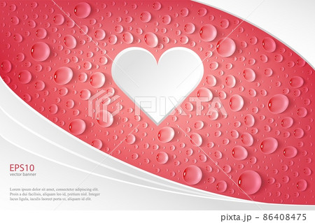Flyer template with heart and drops on red background.  86408475