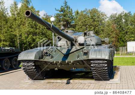 Russia. Leningrad region. September 10, 2021. T-72 tank near the museum-panorama of the Breakthrough of the siege of Leningrad. Russia. Leningrad region. September 10, 2021. T-72 tank near the museum-panorama of the Breakthrough of the siege of Leningrad. 86408477