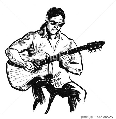 Person Sing A Song With Acoustic Guitar Continuous One Line Art Drawing  Vector Illustration Minimalist Design Person Drawing Sing Drawing Guitar  Drawing PNG and Vector with Transparent Background for Free Download