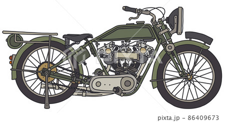 The vintage green motorcycle The vintage green motorcycle 86409673
