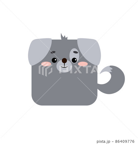 Square dog or puppy farm animal face icon isolated on white background. 86409776