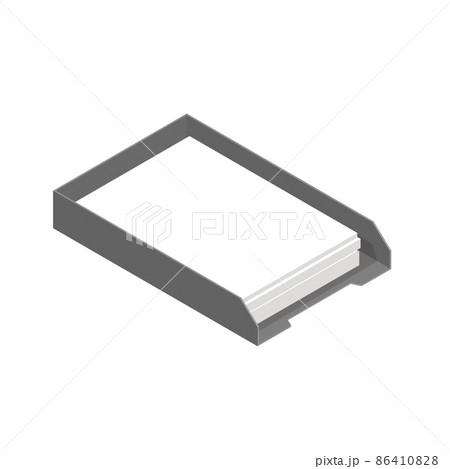 Letter Trays with blank paper. Desktop Accessories. Office stationery element. Letter Trays with blank paper. Desktop Accessories. Office stationery element. 86410828