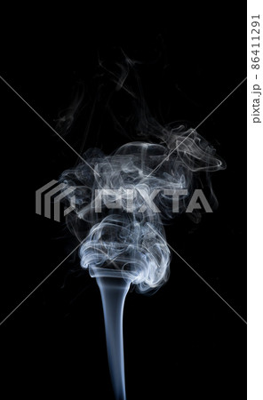 White smoke on a black background. ISOLATED 86411291