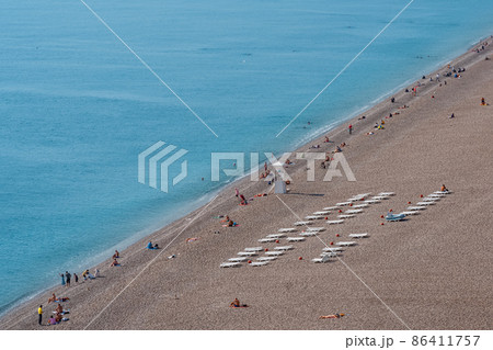 beach in Antalya, Turkey, top view beach in Antalya, Turkey, top view 86411757